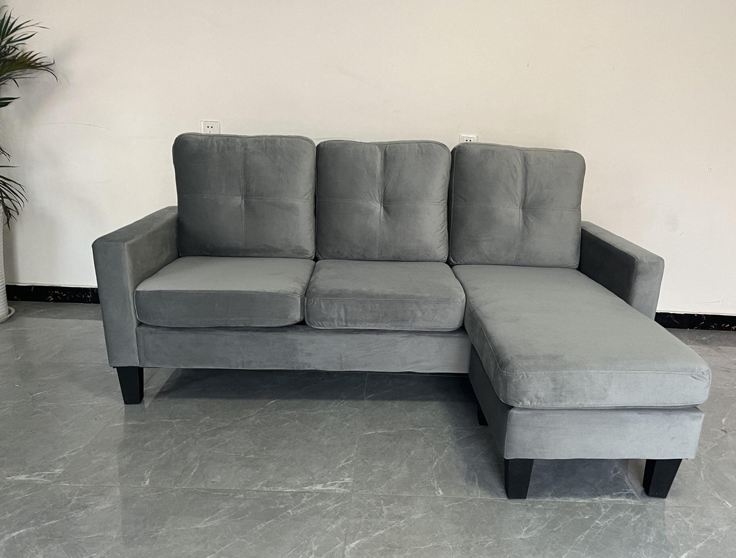 Velvet L-shaped Sectional Sofa - 1051 - Furniture King