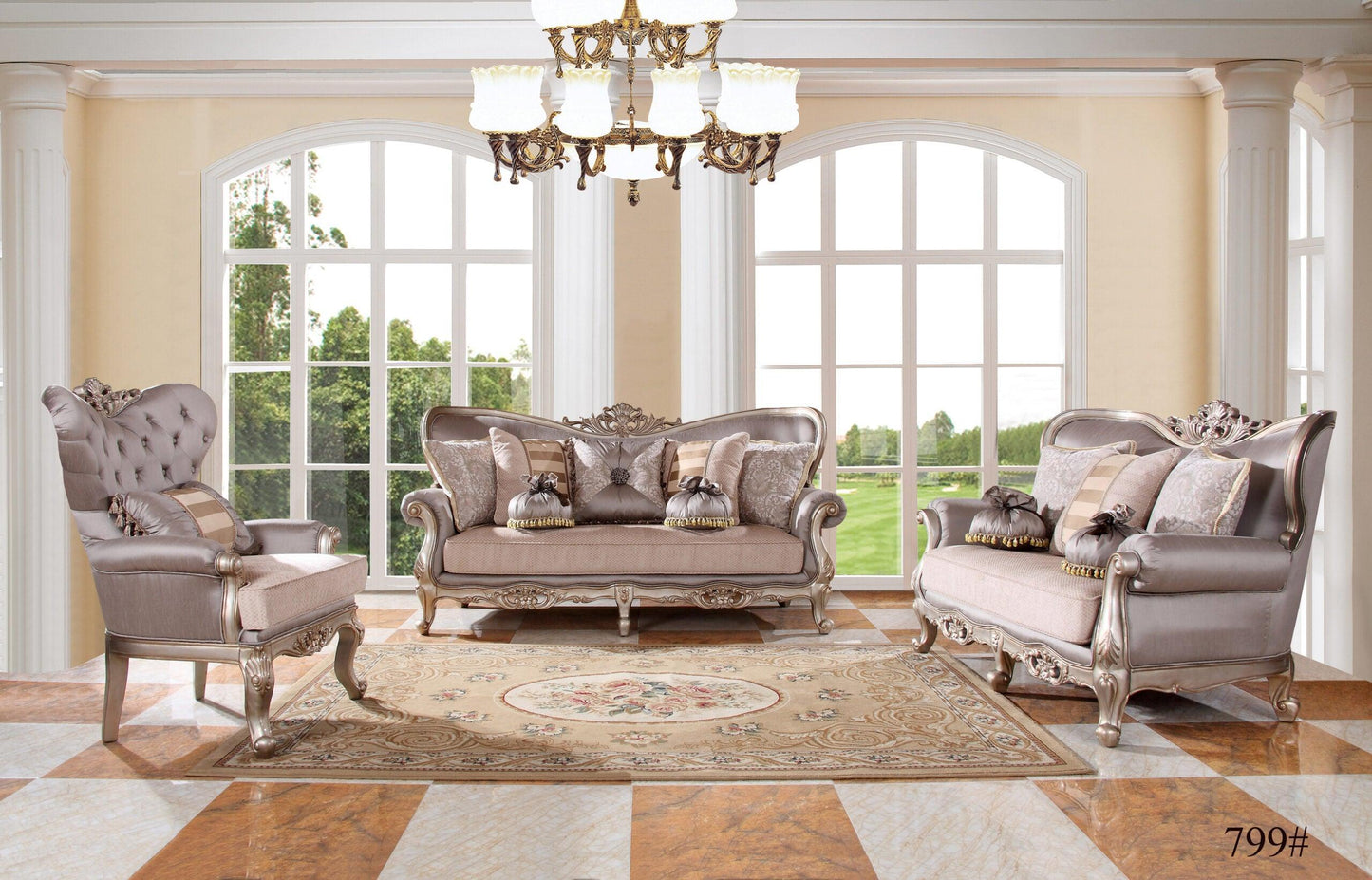 Regal Carved Sofa Set - GL 6194 - Furniture King