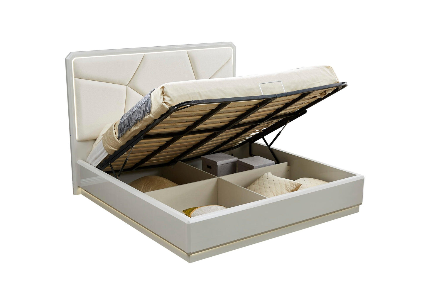 Modern White and Gold Bedroom Set - 2403 - Furniture King