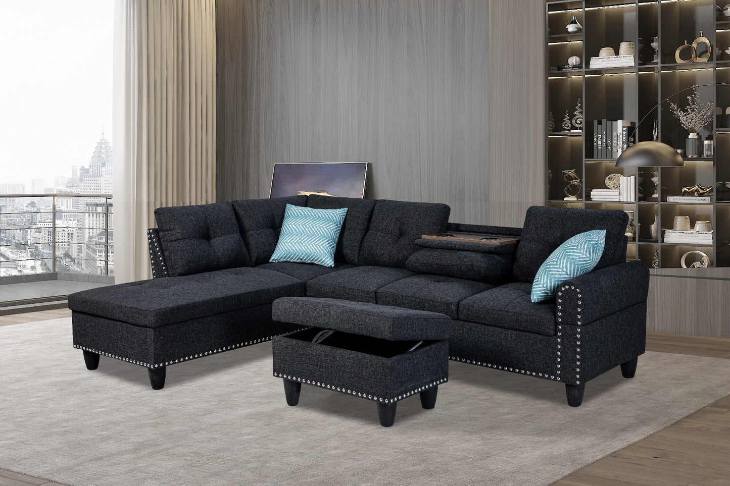 Dark Grey Sectional Sofa - 9006 - Furniture Empire