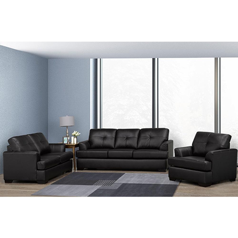 Zurick Black Leather Sofa & Loveseat - 4145 - Furniture King