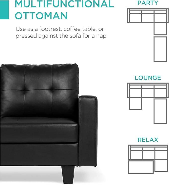 Lina Sectional Sofa with Ottoman - Velvet - Furniture King