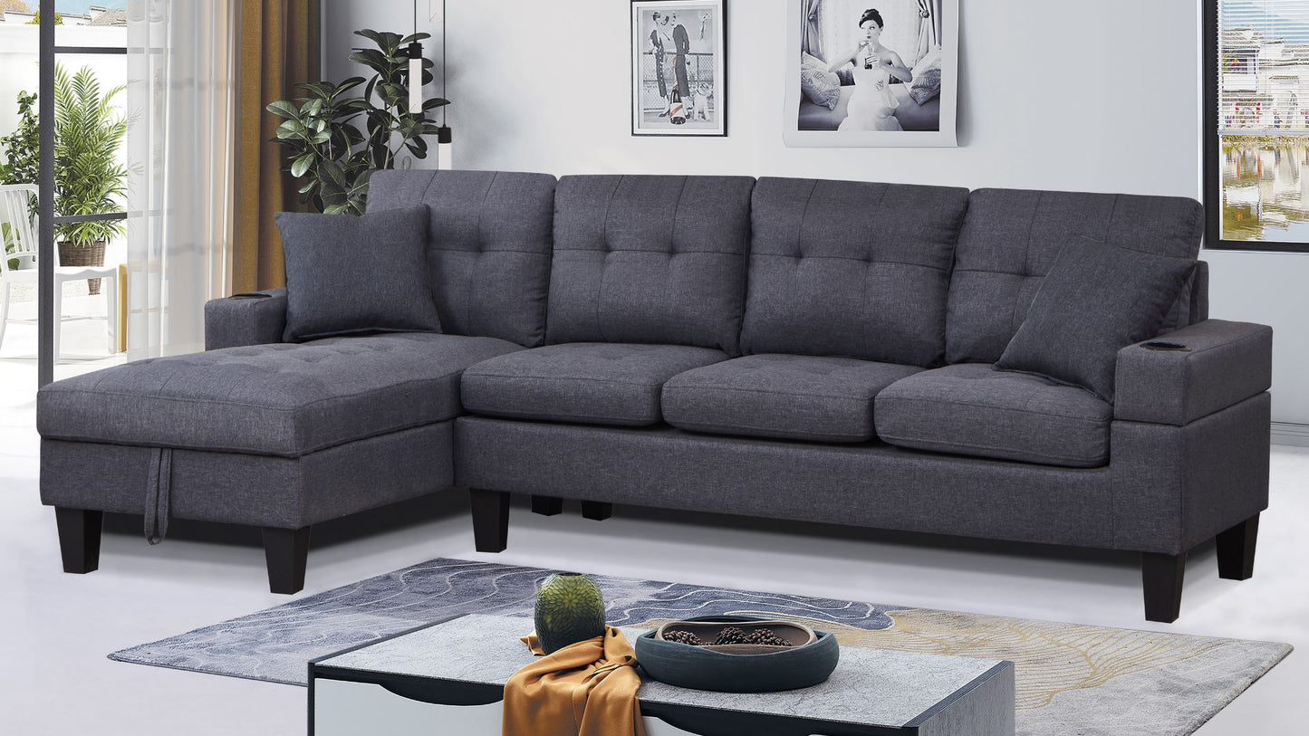 Grey Sectional Sofa With Storage Chaise - 6312
