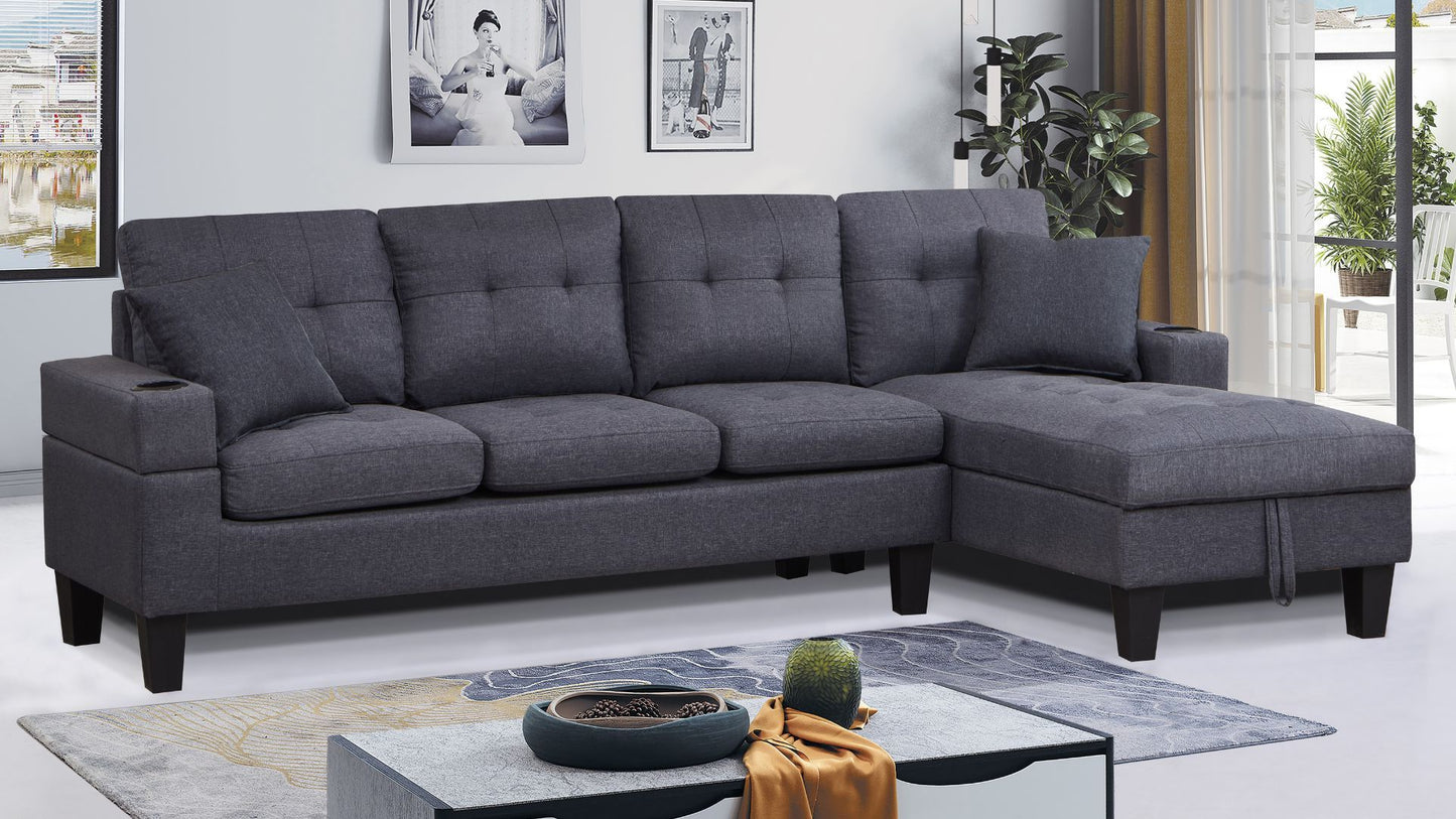 Grey Sectional Sofa With Storage Chaise - 6312
