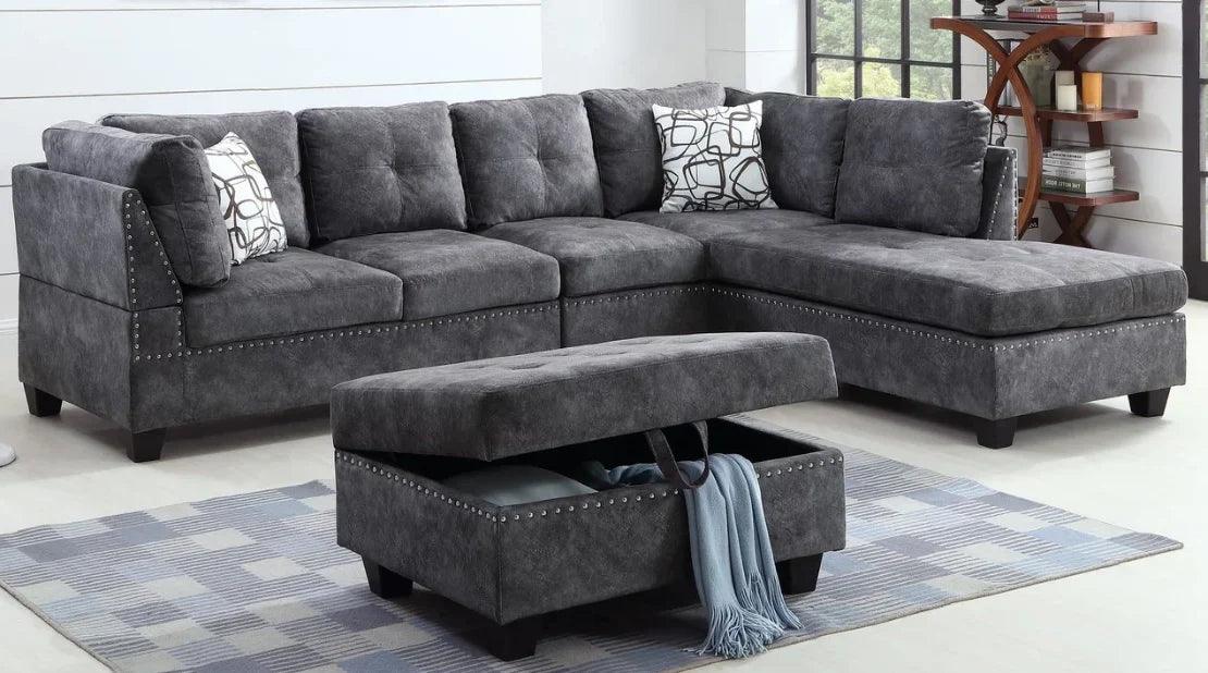 Sectional Sofa with Ottoman - 7272 - Furniture King