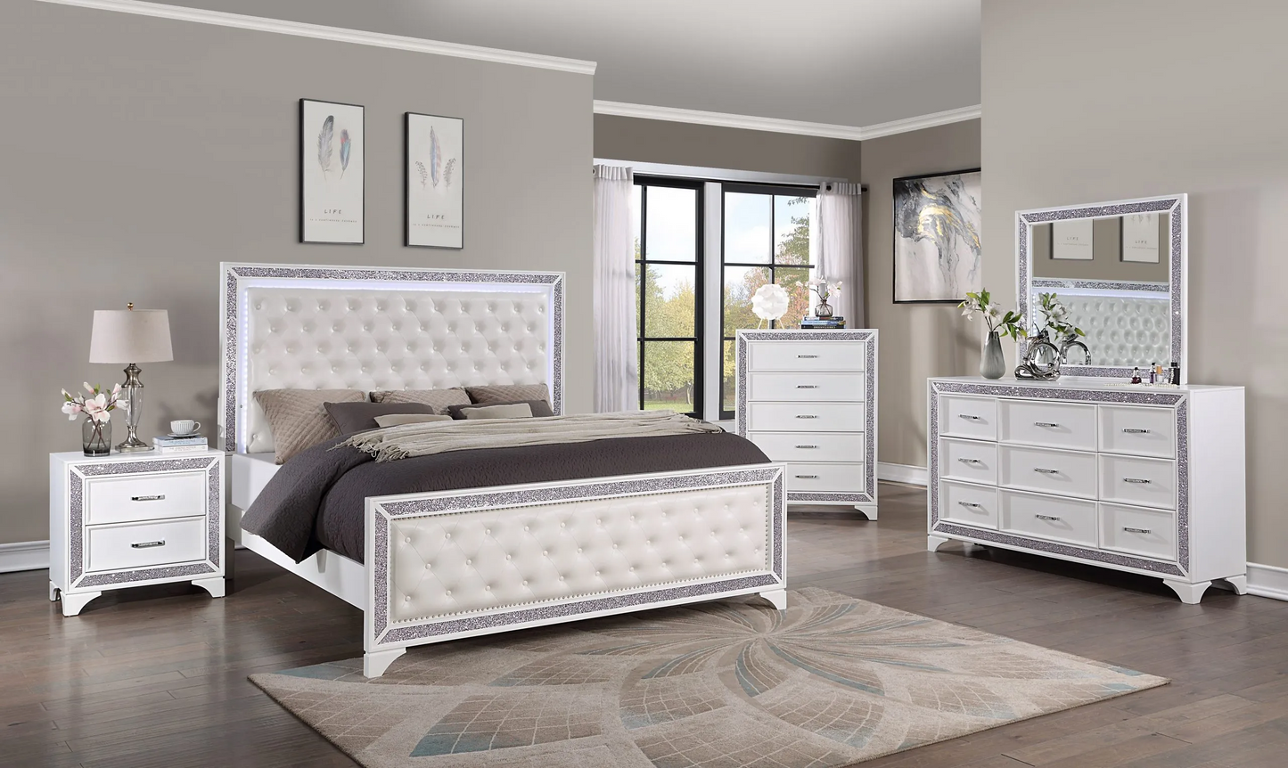 White Glam Bedroom Set - B-461