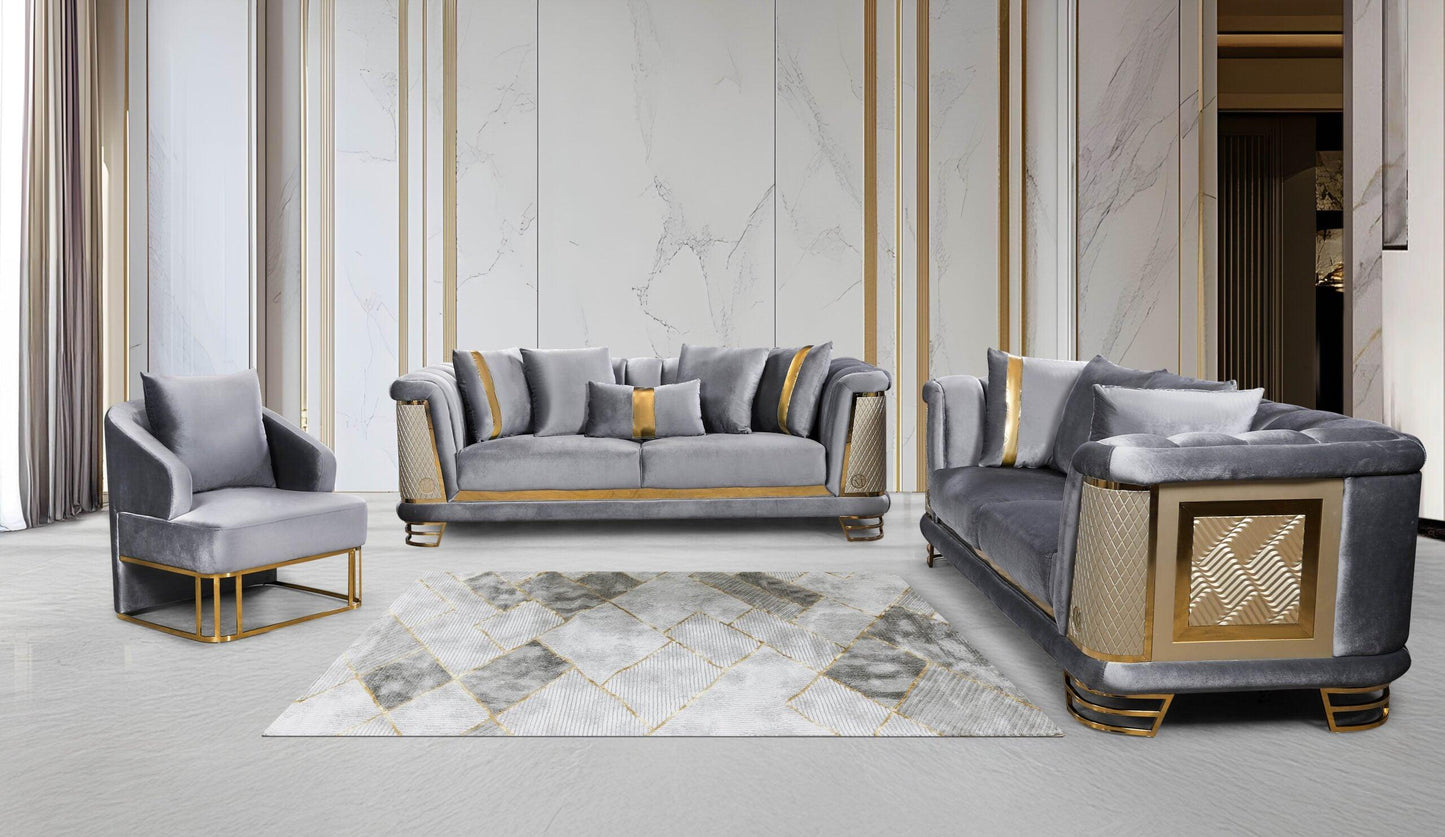 Luxe Velvet Sofa Set - 6072 - Furniture King