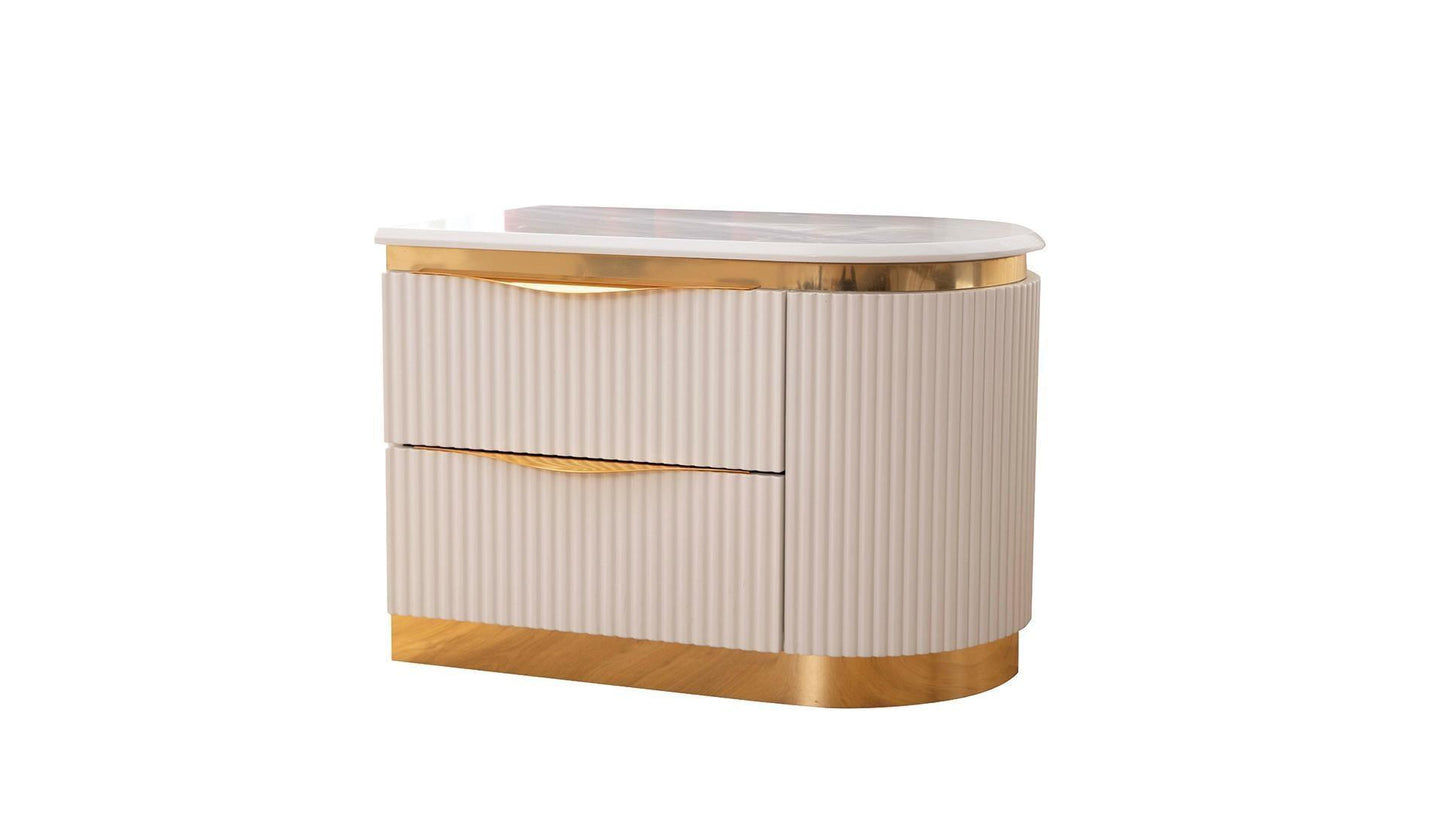 Laura White & Gold Lacquer - Bedroom Set - Furniture King
