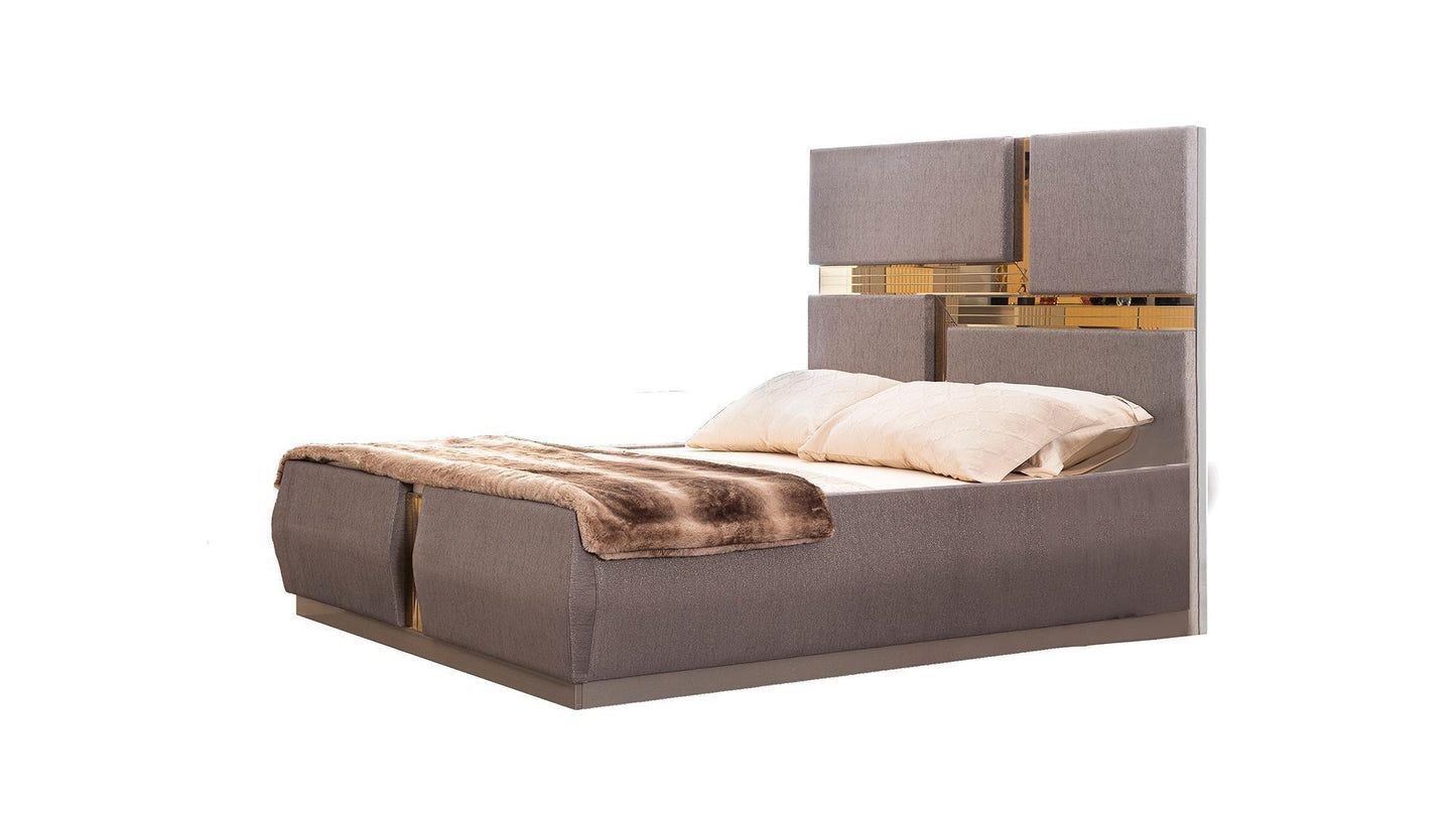 Lorenzo Grey & Gold - Bedroom Set - Furniture King