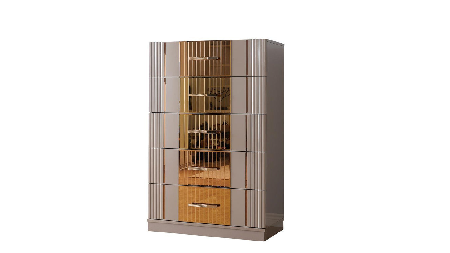 Lorenzo Grey & Gold - Bedroom Set - Furniture King