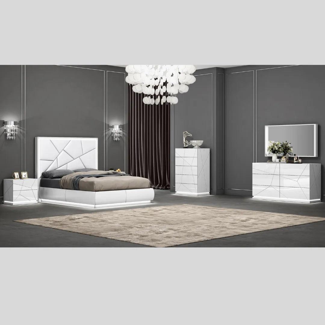 Bedroom Furniture - White Taylor Lacquer Bedroom Set - Furniture King