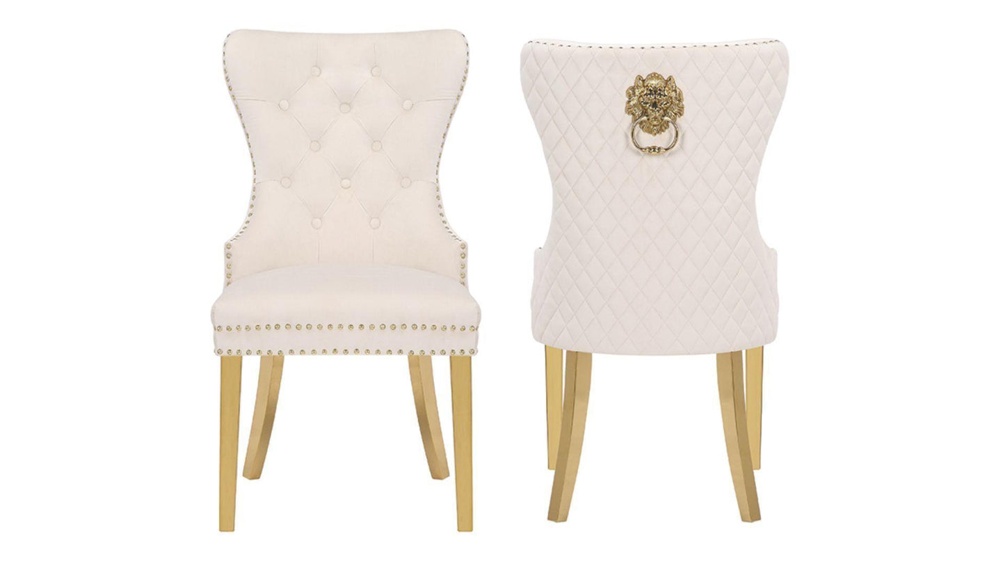 Simba Fabric Dining Chairs - Set of 2 (Gold) - Furniture King