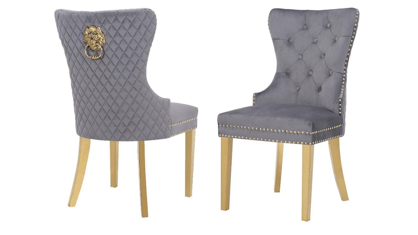 Simba Fabric Dining Chairs - Set of 2 (Gold) - Furniture King