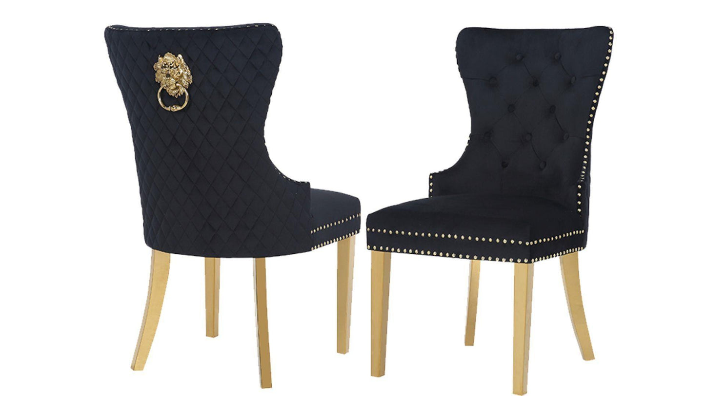 Simba Fabric Dining Chairs - Set of 2 (Gold) - Furniture King