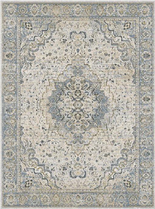 Blue and White Persian-Inspired Rug - Furniture King