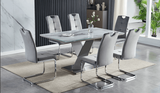 Granite 7-Piece Dining Table Set - Furniture King