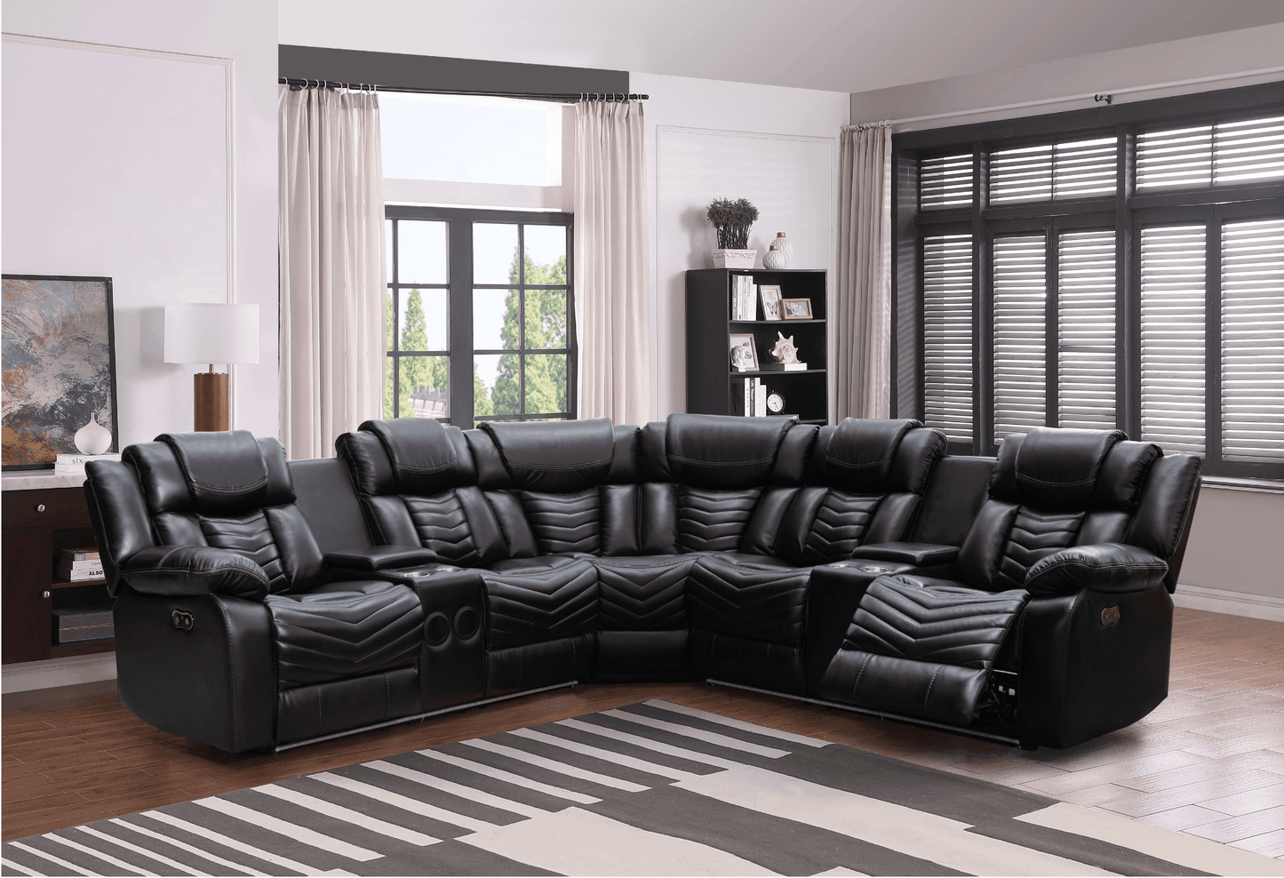 Rick Sectional Recliner Music Sofa - Air Leather - Furniture King