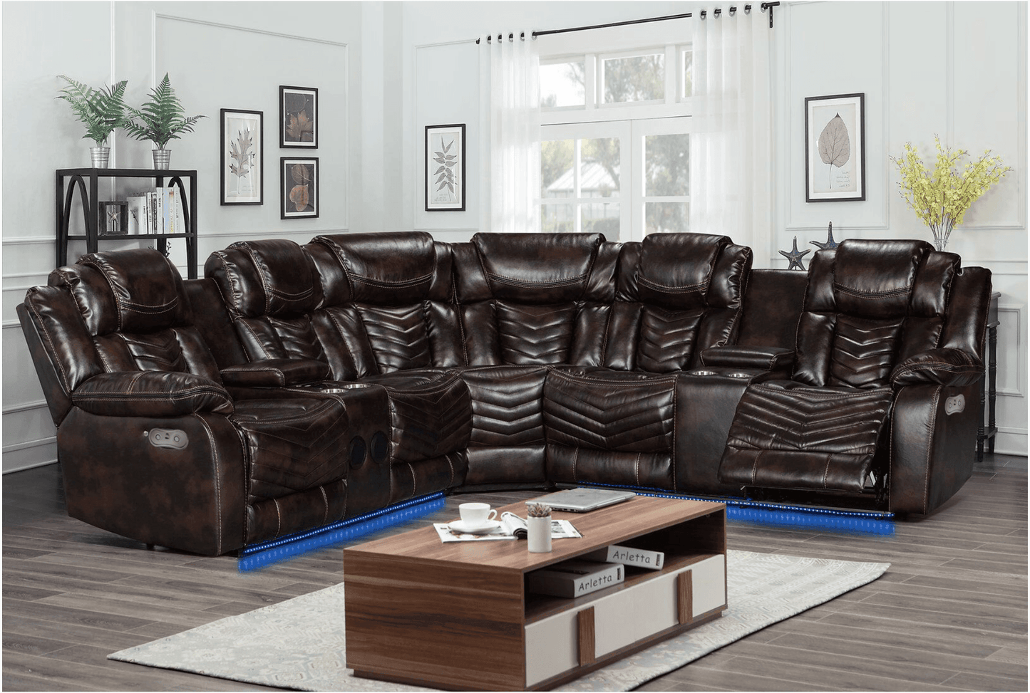 Rick Sectional Recliner Music Sofa - Air Leather - Furniture King