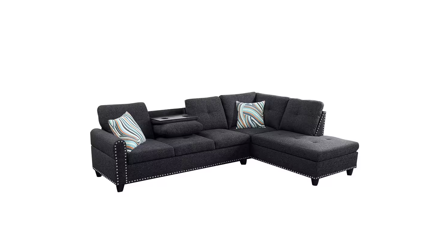 Dark Grey Sectional Sofa - 9006 - Furniture Empire