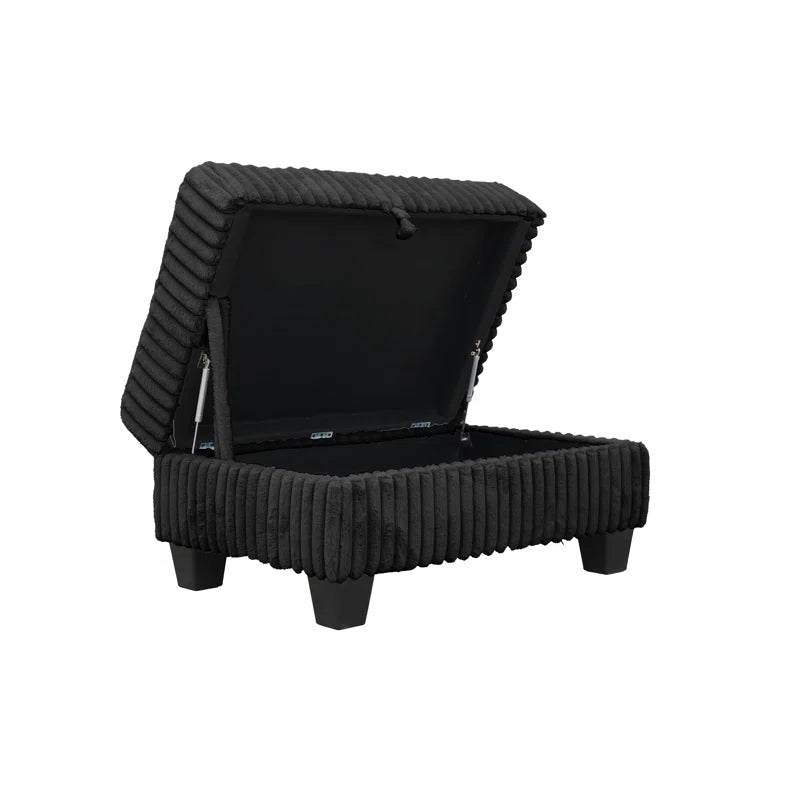 Corduroy Sectional Sofa with Storage Ottoman - 9289