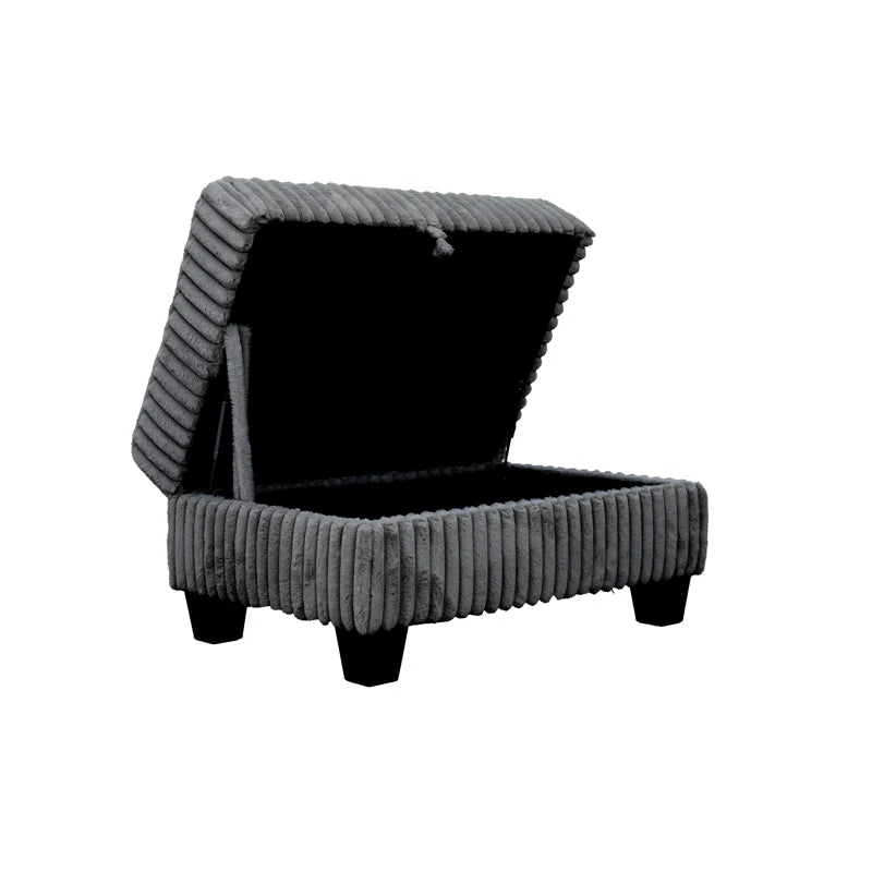 Corduroy Sectional Sofa with Storage Ottoman - 9289