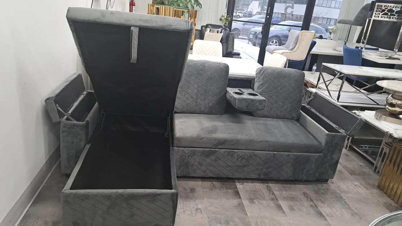 Diamond Sectional Sofa Bed - Furniture King