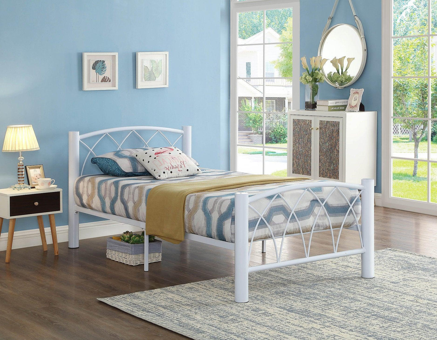 White Metal Bed Frame - IF-111 - Furniture King