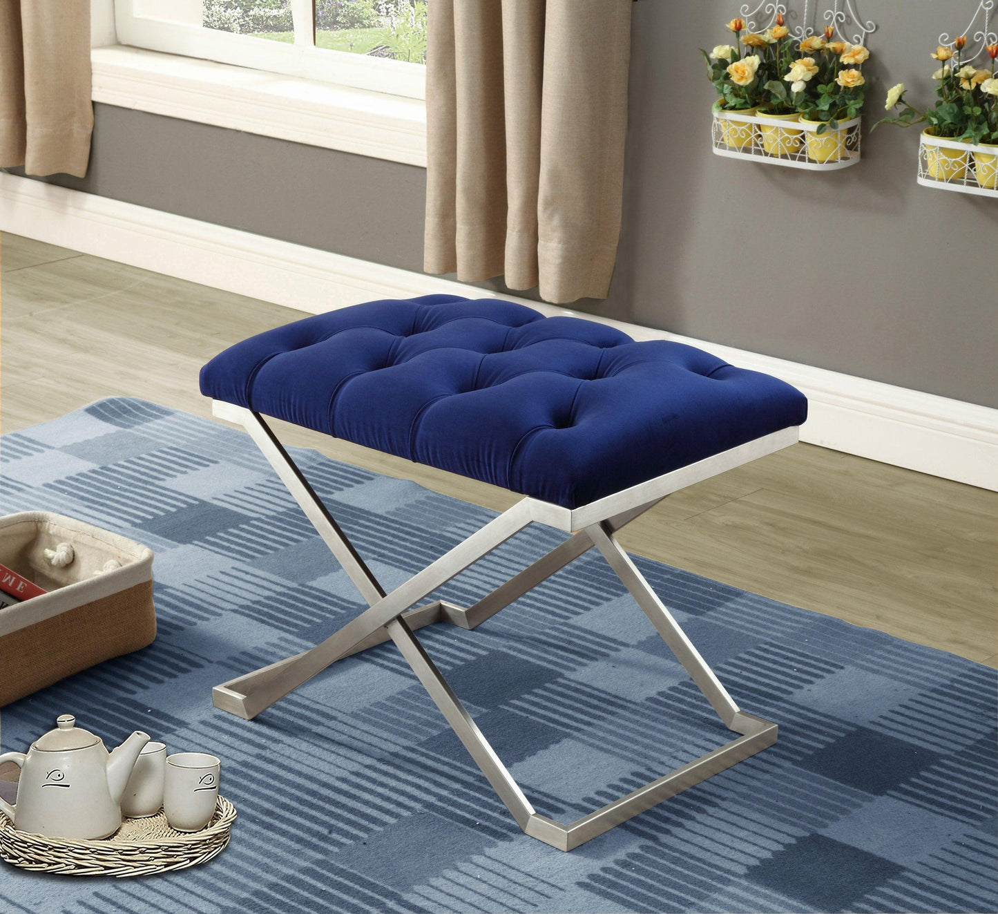 Velvet Fabric Bench - IF-6290-6291-6292 - Furniture King