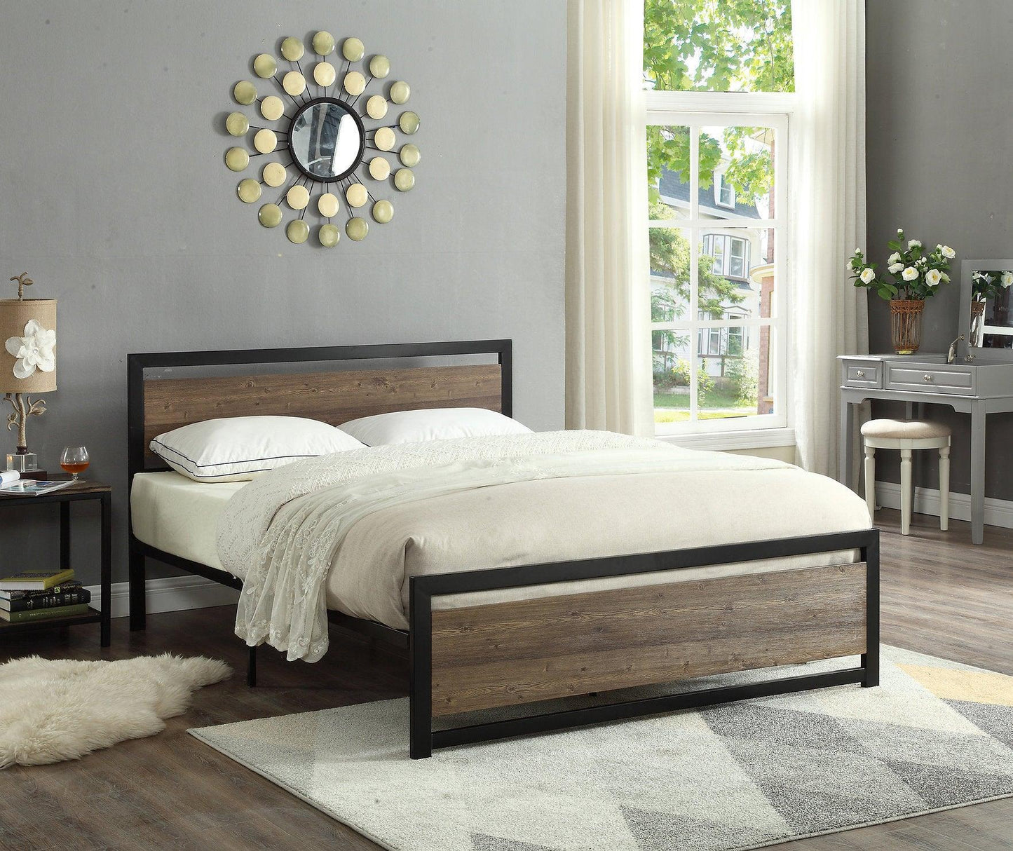 Wood Panel Bed Frame - IF-5260 - Furniture King