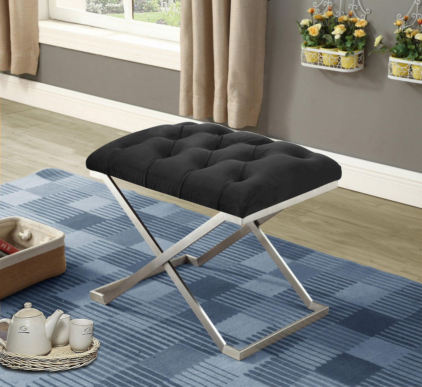 Velvet Fabric Bench - IF-6290-6291-6292 - Furniture King