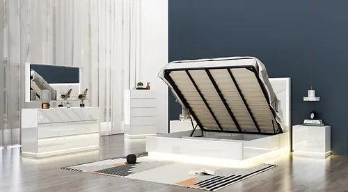 Bedroom Furniture - White Taylor Lacquer Bedroom Set - Furniture King