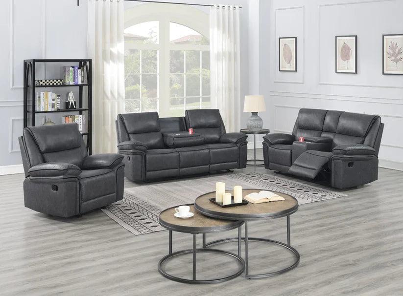 Manual 2Pc Leather Recliner Set - 6085 - Furniture King