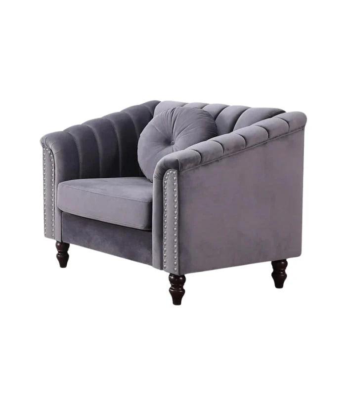 GREY VELVET SOFA SET - (8088) - Furniture King