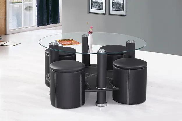 Round Coffee Table + 4 Stools Set - IF-2057 - Furniture King