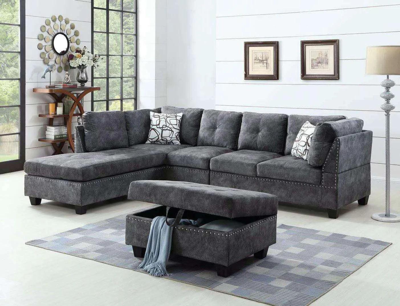 Sectional Sofa with Ottoman - 7272 - Furniture King