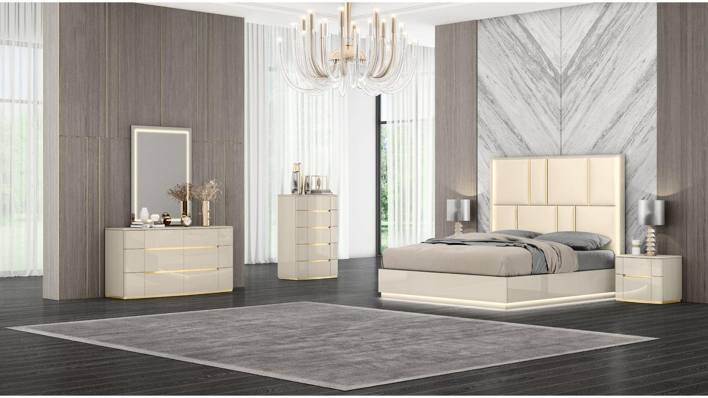 Beige Lacquer - 1491 Sienna Bedroom Set - Furniture King