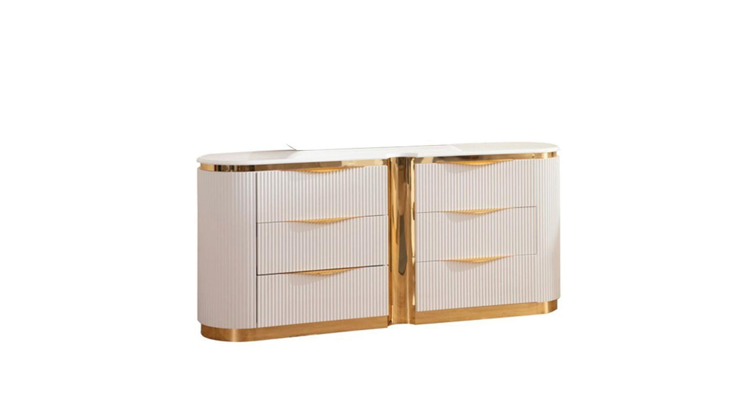 Laura White & Gold Lacquer - Bedroom Set - Furniture King