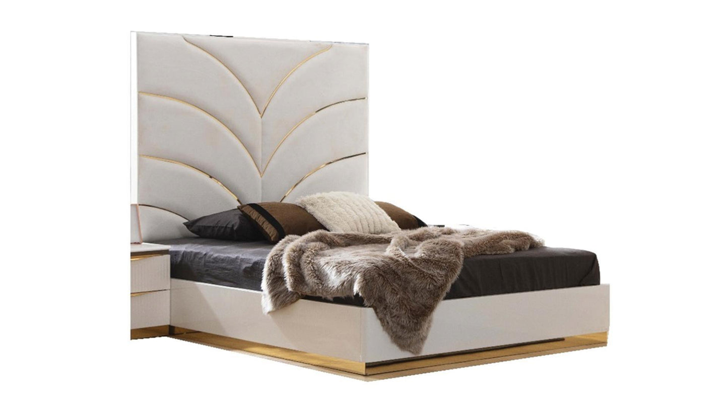 Laura White & Gold Lacquer - Bedroom Set - Furniture King