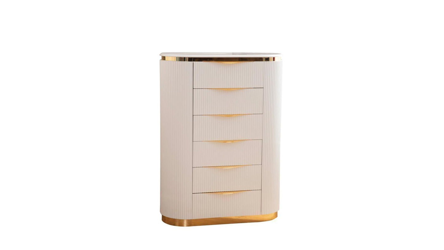 Laura White & Gold Lacquer - Bedroom Set - Furniture King